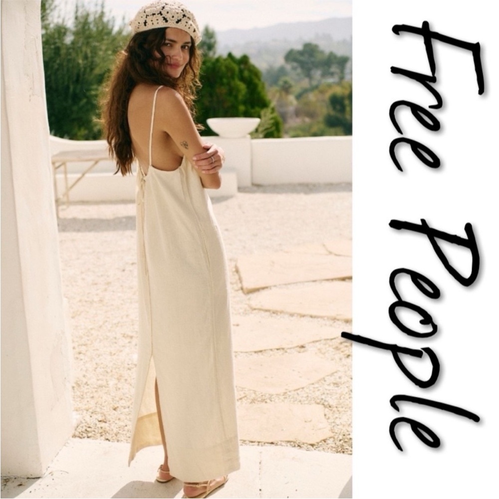 Free People Aspen Linen Midi Dress NWT M
